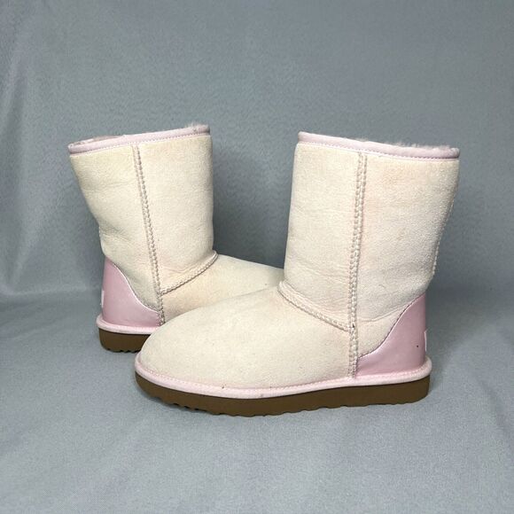 Womens 7 UGG Boots Classic Short Metallic Seashell Pink Suede Wool StoresSoldOut - Picture 3 of 16